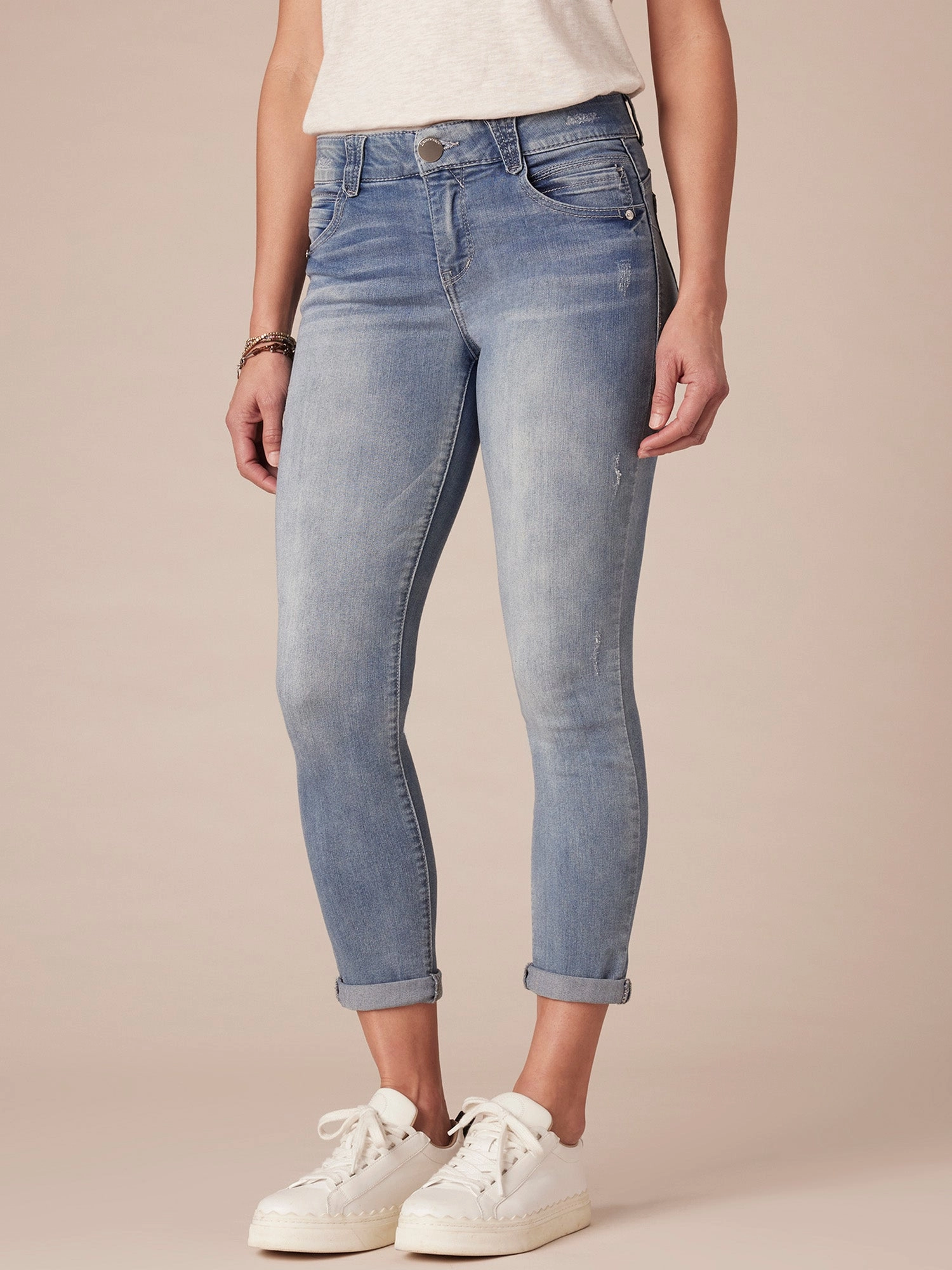 "Ab"solution? Light Blue Denim Petite Ankle Skimmer Light Wear Style Essential