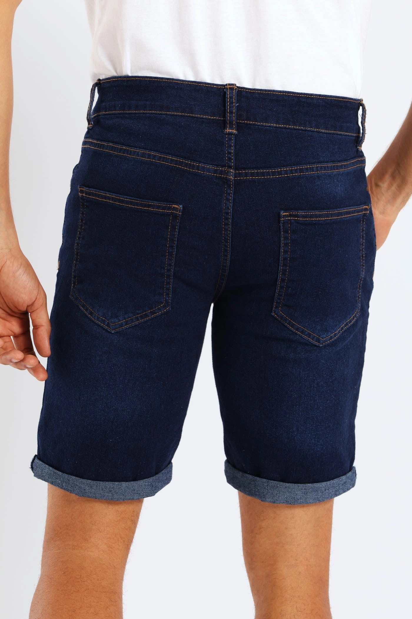 Full Coverage Basic Denim Shorts - Mid Wash Cotton shorts
