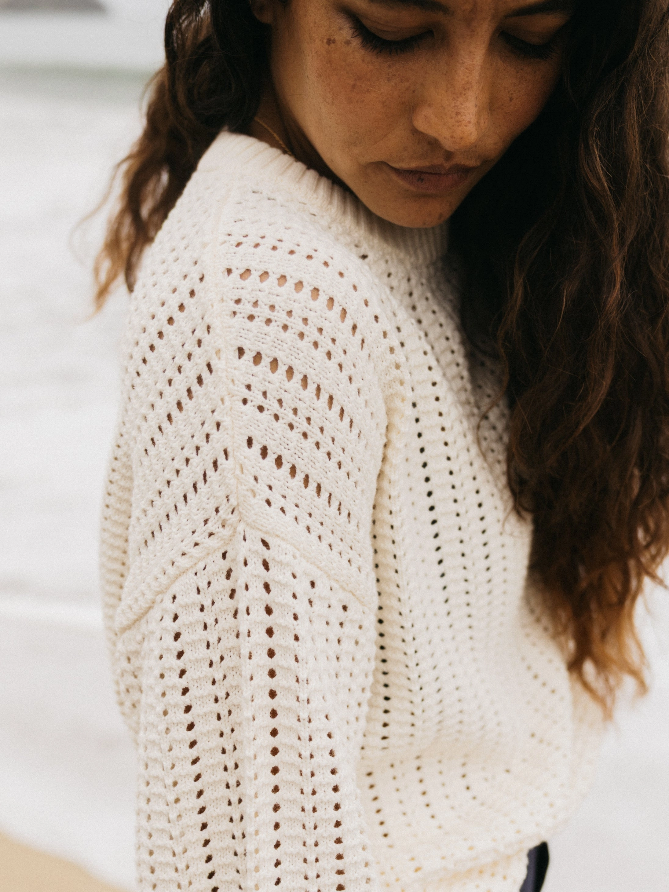 Women's Bracken Stitch Crew Neck Jumper Modern Basic Recycled Polyester Yarn