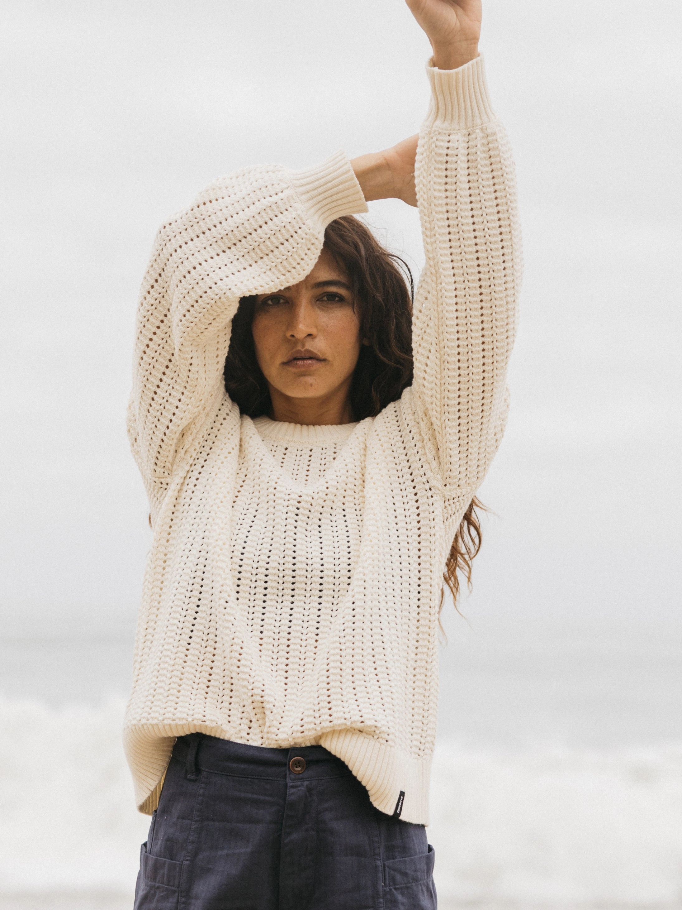 Women's Bracken Stitch Crew Neck Jumper Travel Outfit