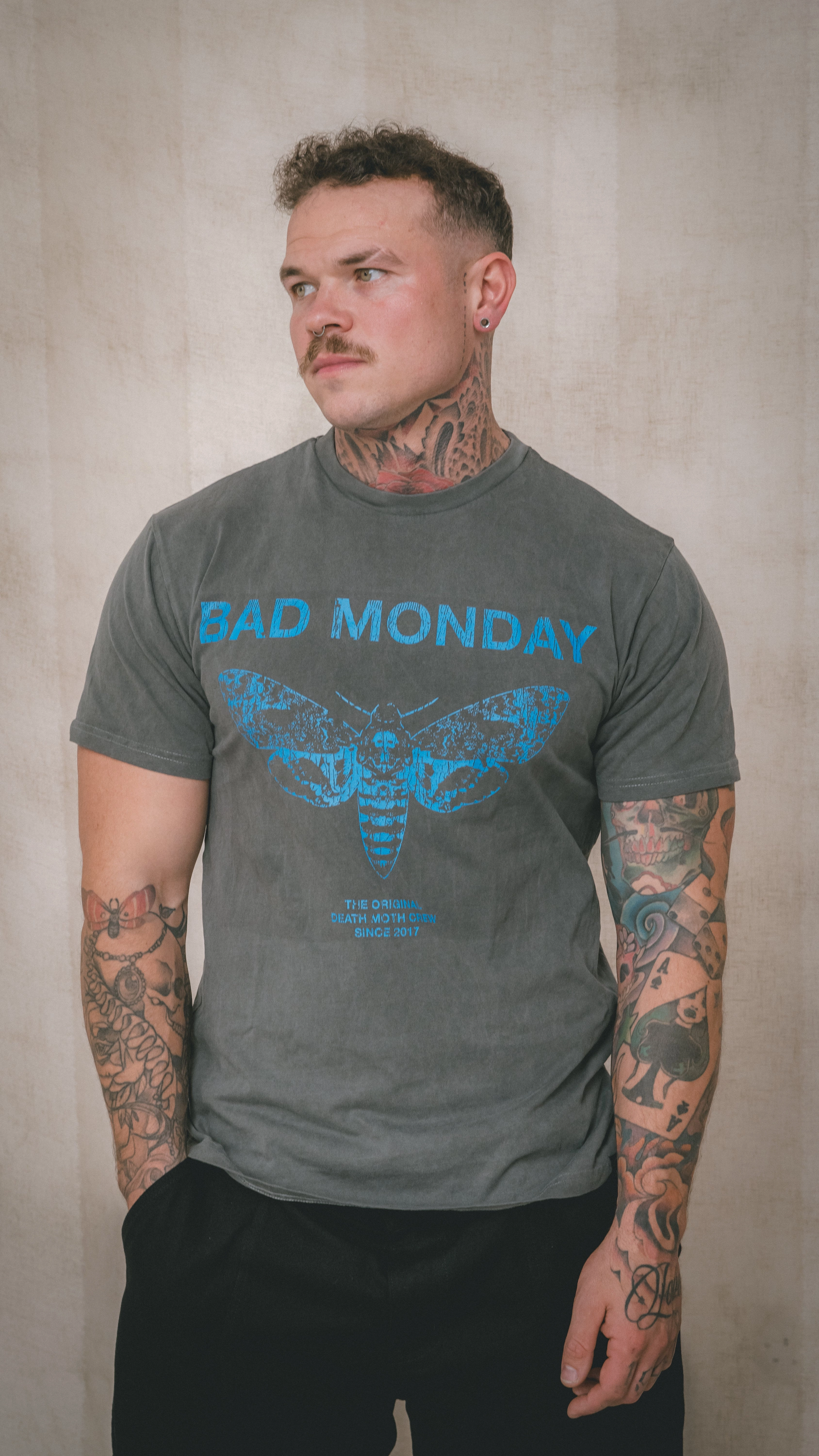 ODMC Tee / Front Print Blue HighCollar Design EcoFriendly Manufacturing