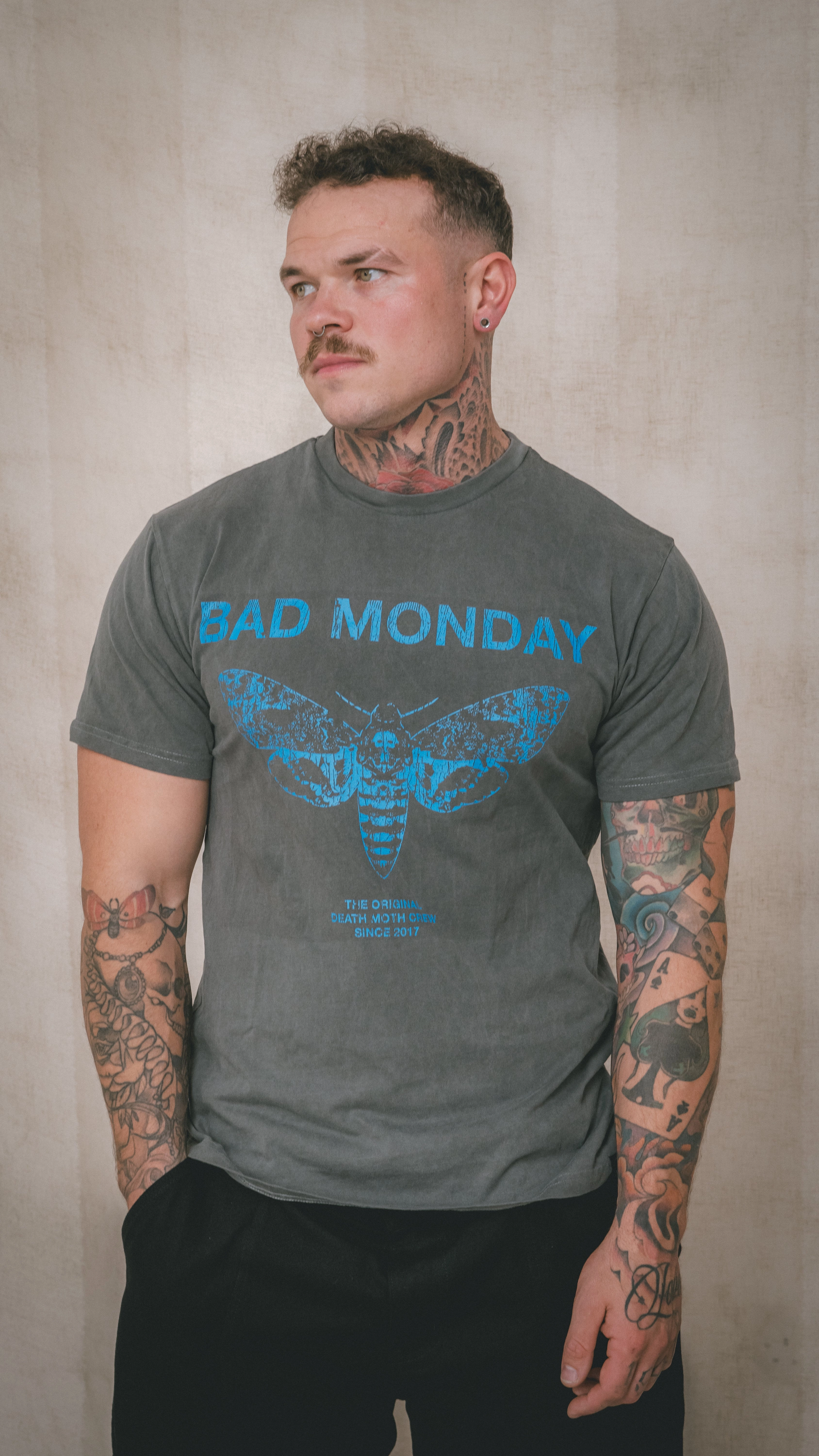 Eco Friendly Fabric CroppedLength ODMC Tee / Front Print Blue