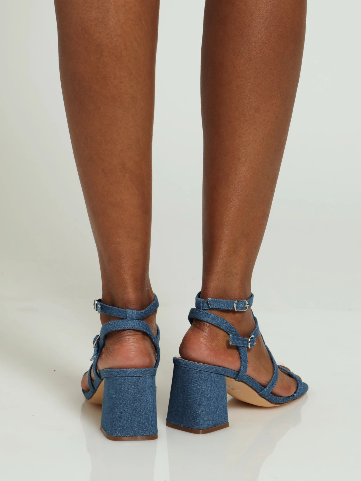 Comfortable Footbed high heel sandals Genisis Multi Strap Block Heel - Dark Blue