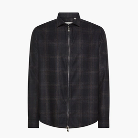 Lucas zip shirt in Wool and Cash Check Seasonal Wear Eco Conscious Production