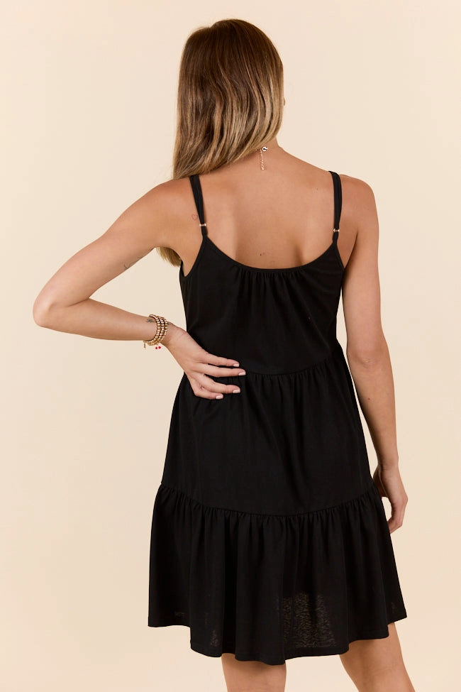 Dockside Drinks Black Mini Tiered Knit Dress SALE Office Glam