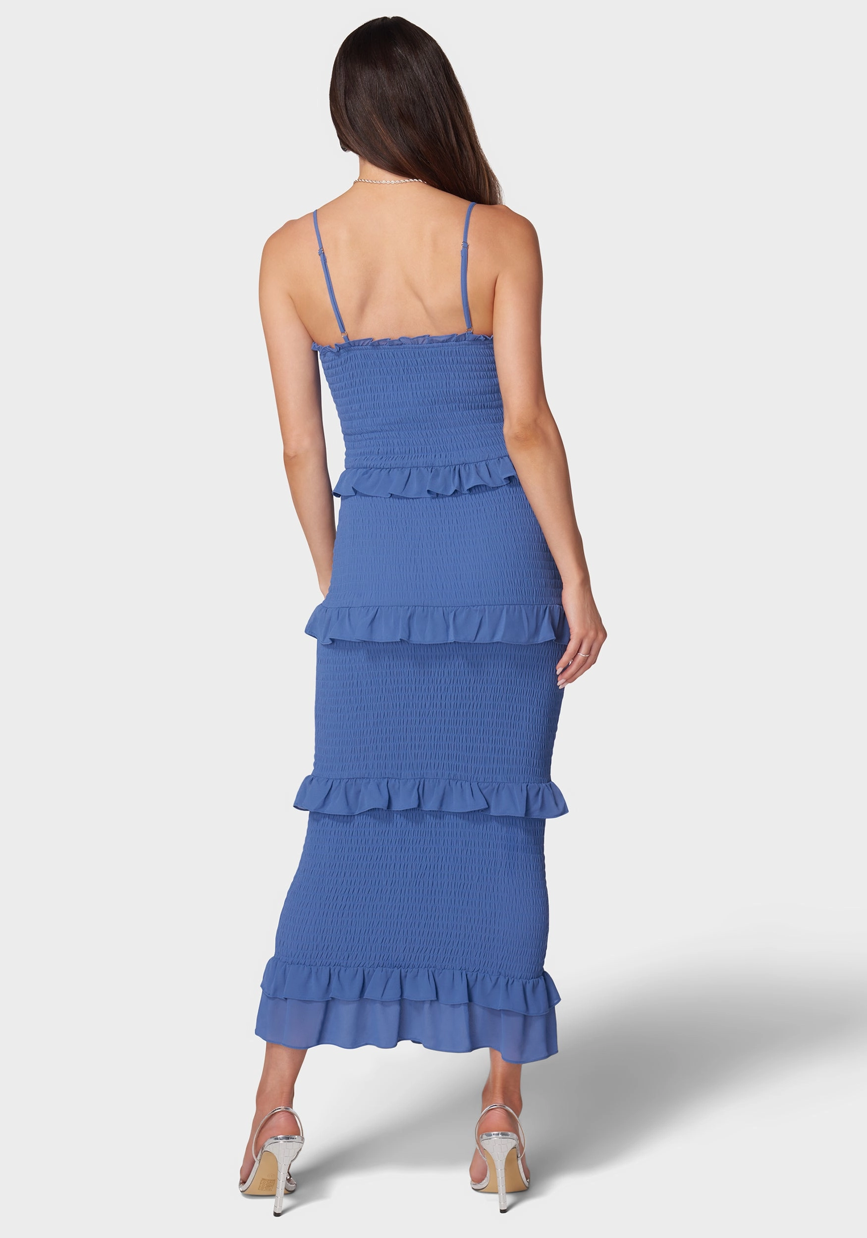 Georgette Smocked Midi Dress Velvet-Edge