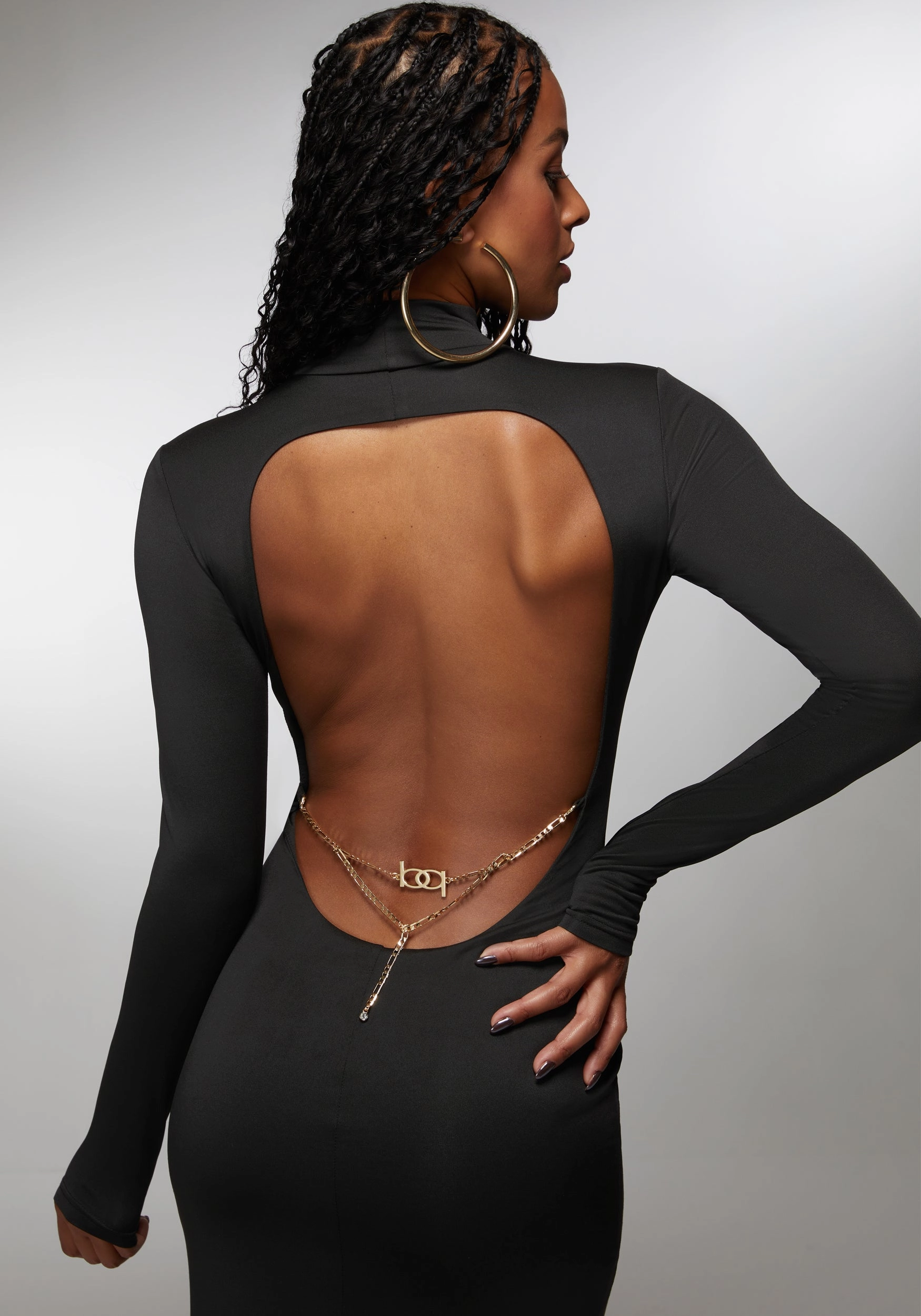 Open Back Chain Maxi Dress Graceful Ease Neutral Flow