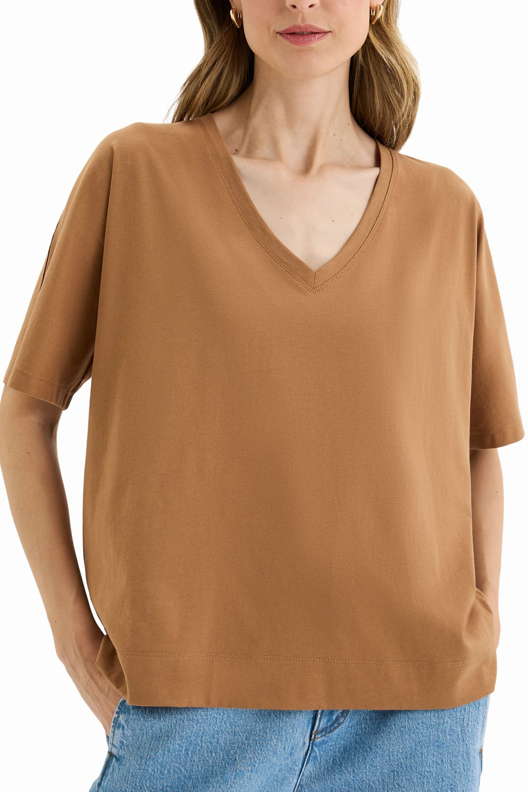 GLASS TEE - YTWN3043 Feminine Fit Layered Sleeve