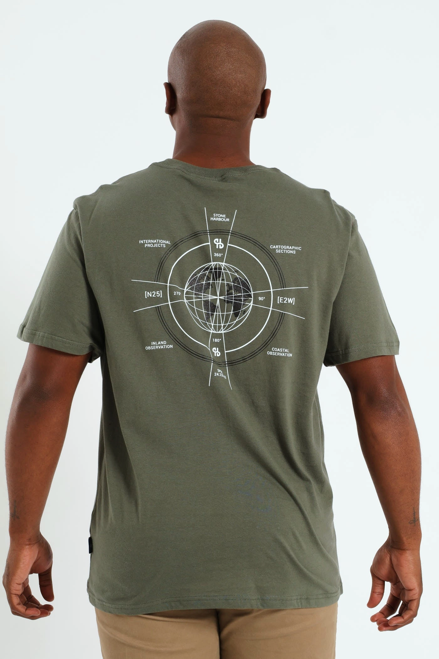 Global Radar Front & Back Print Tee - Fatigue Light and Cozy