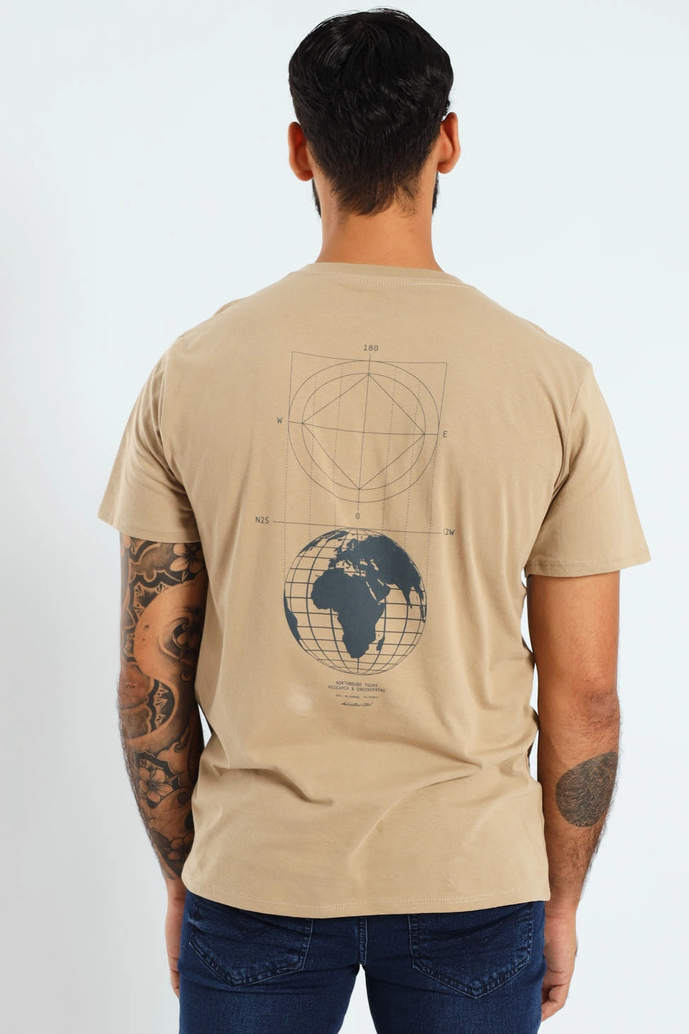 right size Globe Front & Back Tee - Taupe
