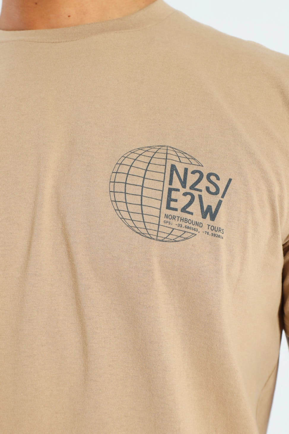 Globe Front & Back Tee - Taupe Chilly Day Essentials Trendy Comfort