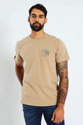 FadeResistant Coating Globe Front & Back Tee - Taupe