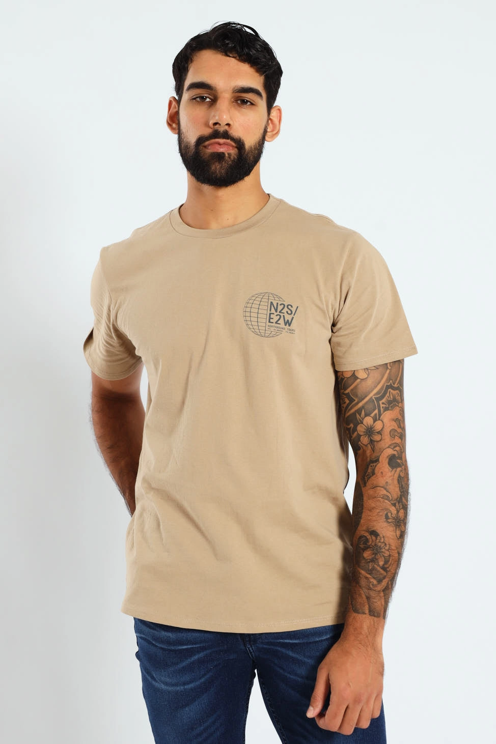 Garment Dyed Customer Favorite Globe Front & Back Tee - Taupe