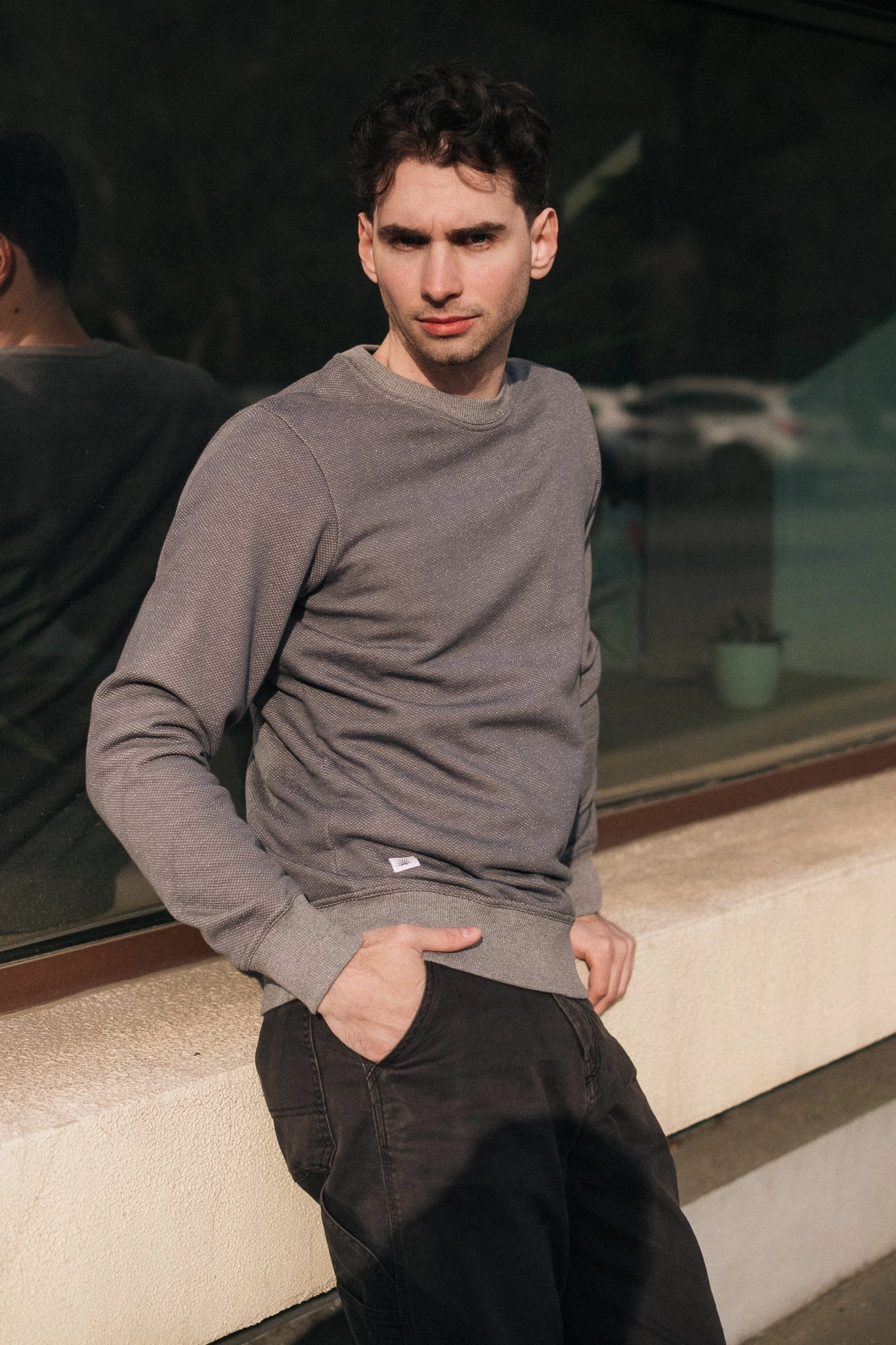 BICOLOR CREWNECK / ASH Easy Layering Soft Layer