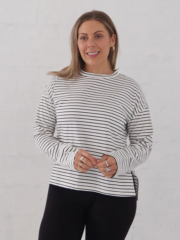 Taylah Long Sleeve Tee- Black and White Specialty Item