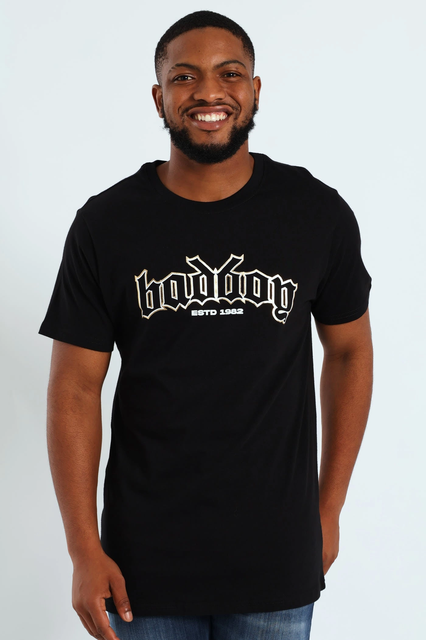 Gothic Text Tee - Black Seam Free Edging