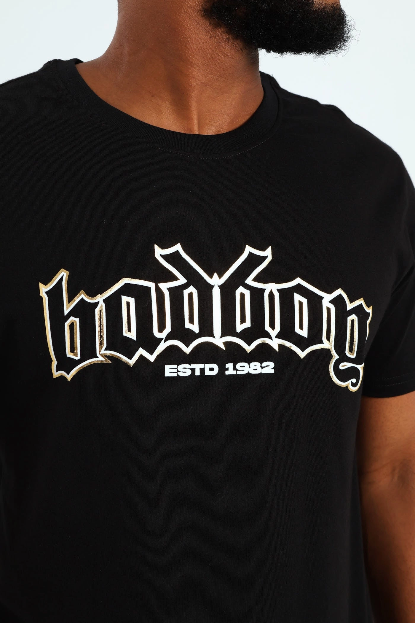 Gothic Text Tee - Black Ultra Soft Texture