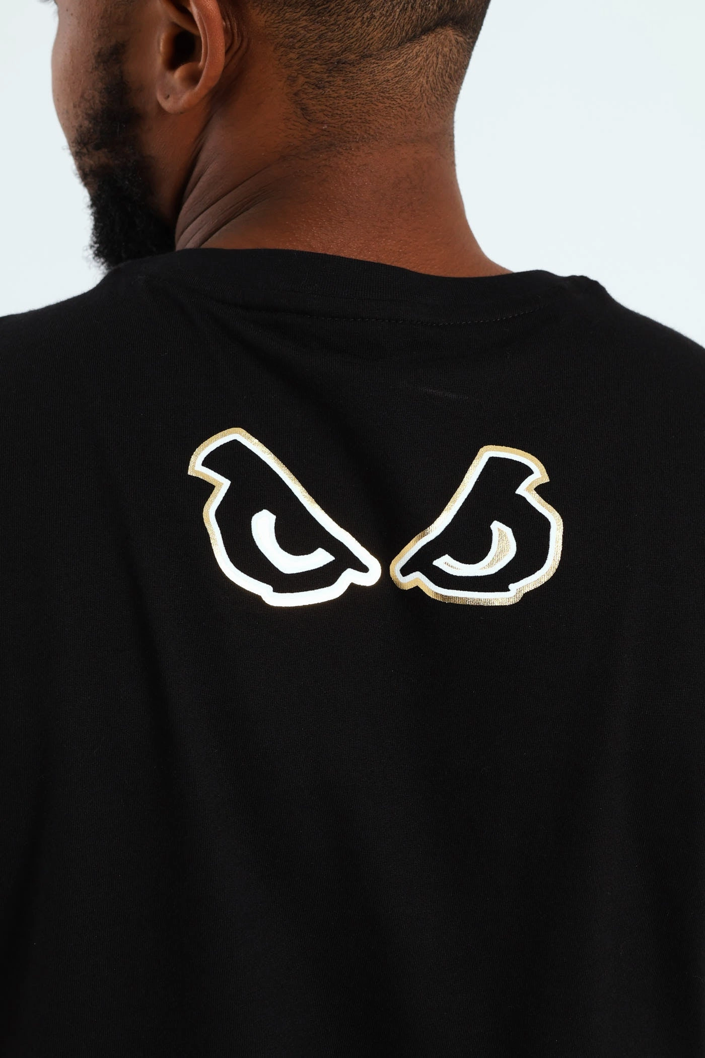 All-Season Comfort Midweight Knit Gothic Text Tee - Black