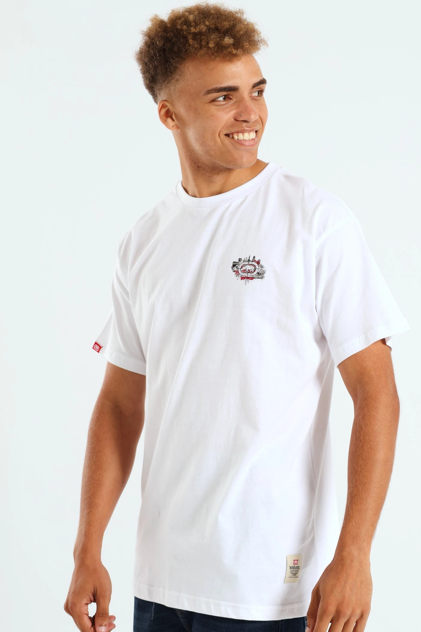 Unisex Core Graffiti Back Print Tee - White