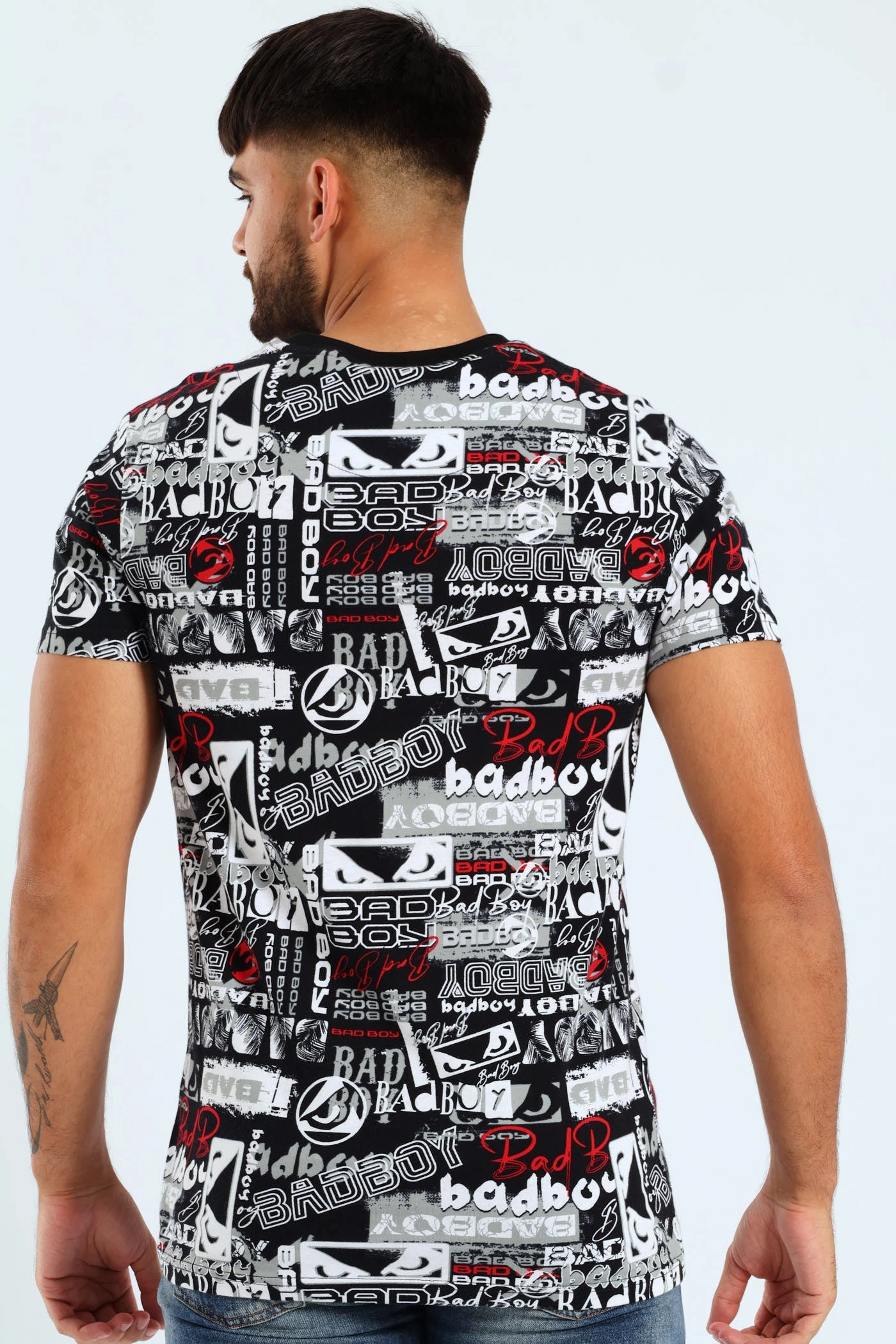 Graffiti Print Tee - Black Curved Hem UltraSoftBrushedInterior