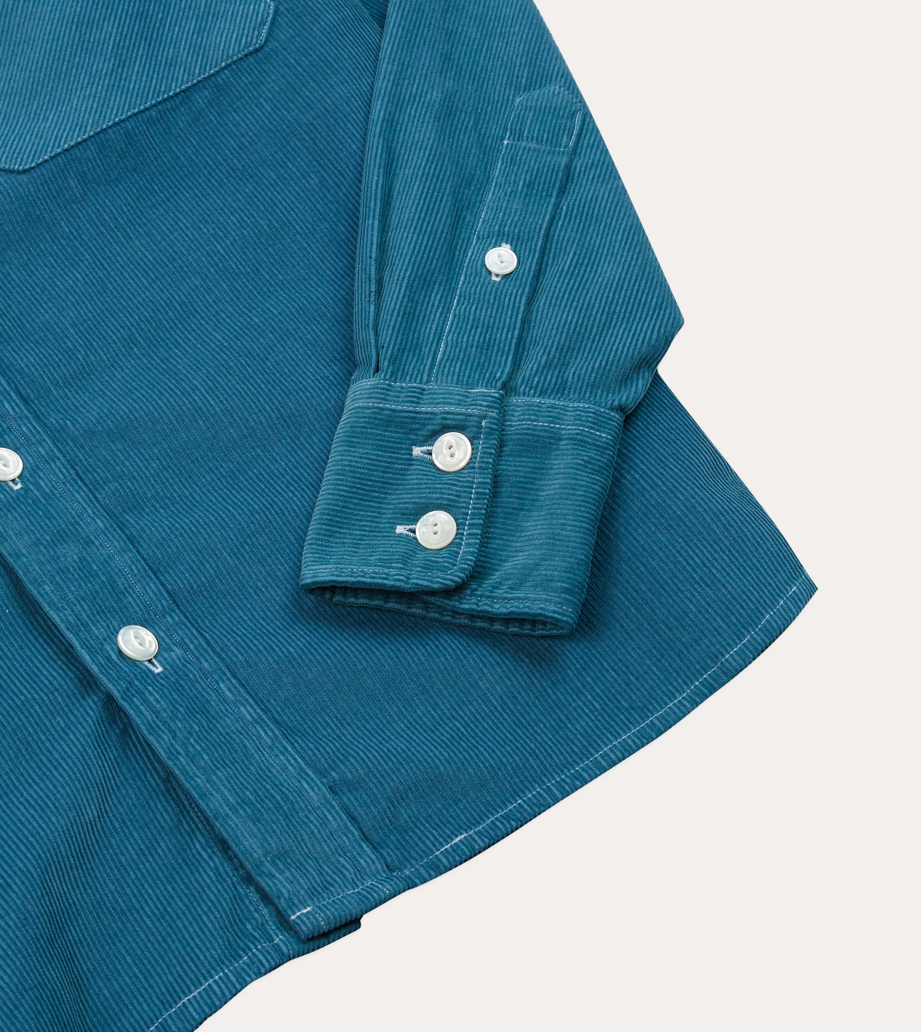 All-Weather Ready Turquoise Corduroy Two-Pocket Western Shirt