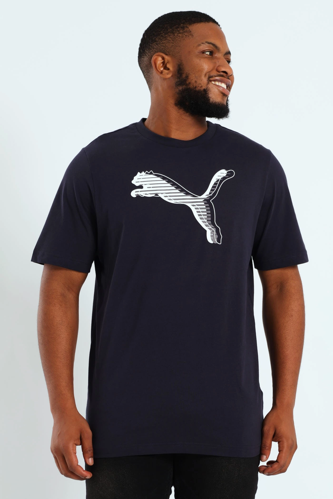 Smart Casual Look Graphics Cat Logo Tee - Navy