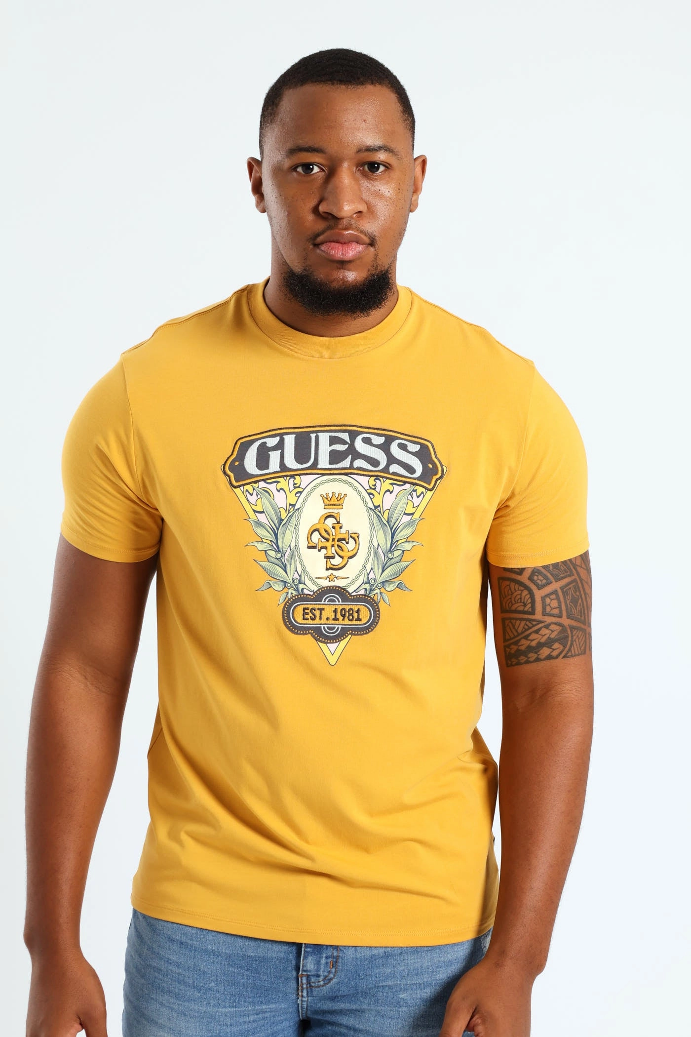 Timeless casual wear Cool Weather Wear Quatro Crest Logo Tee - Gold