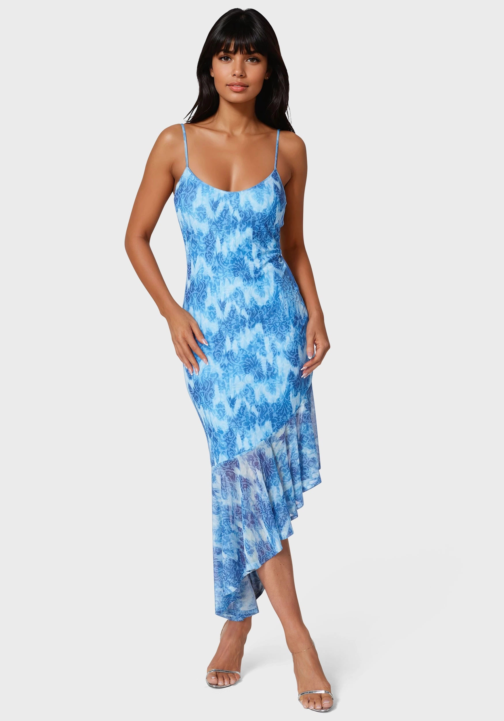 Eco Friendly Cascade High Low Mesh Dress