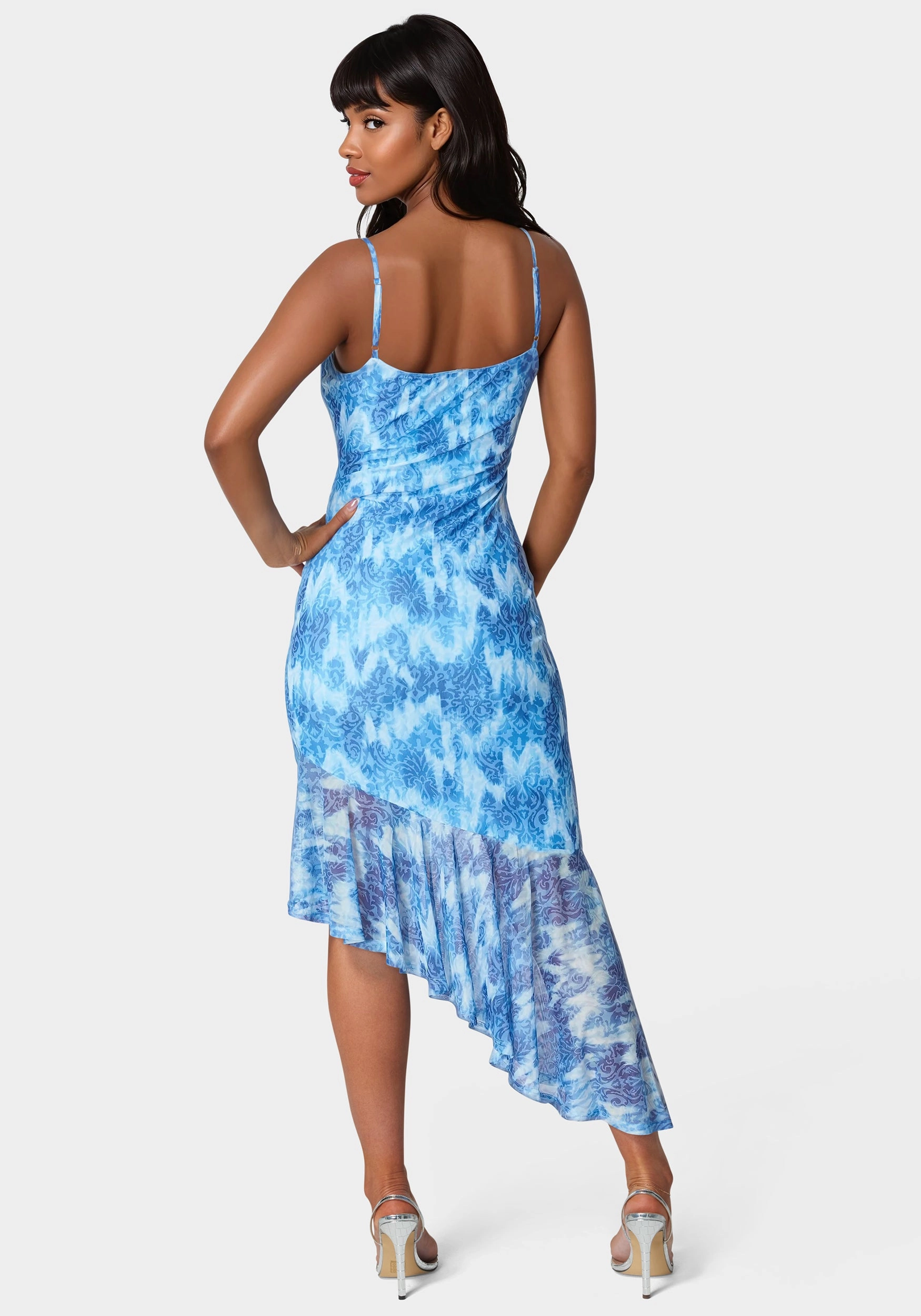 Travel Style Light Motion Cascade High Low Mesh Dress