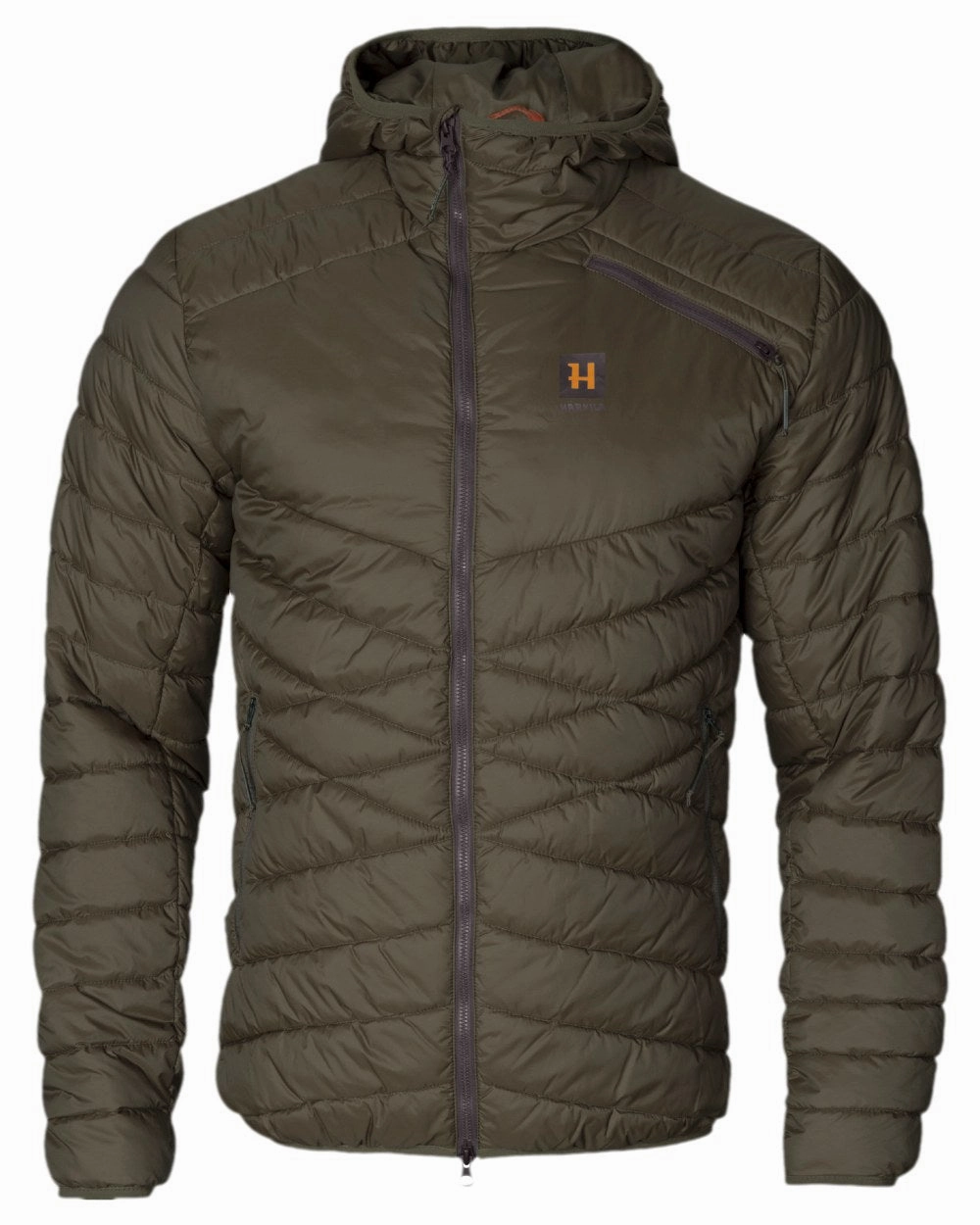 Double Layered Collar Microfiber texture Harkila Logmar Insulated Packable Hooded Jacket