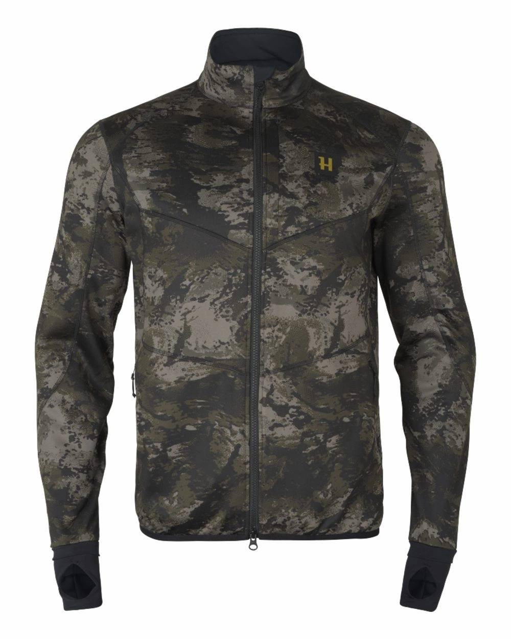 Harkila NOCTYX Camo Full Zip Fleece Jacket Recycled Material Construction WindproofTechnology