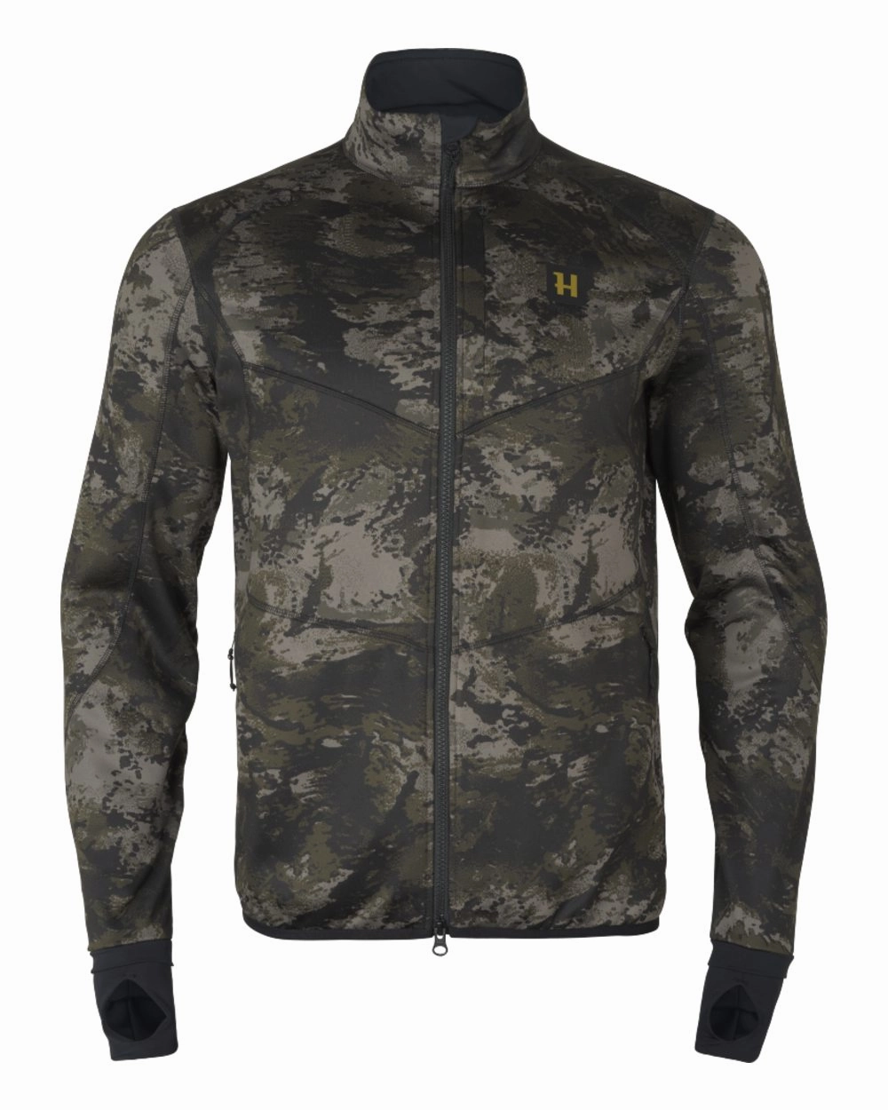 Seamless Welded Construction Non Restrictive Armholes Harkila NOCTYX Camo Full Zip Fleece Jacket