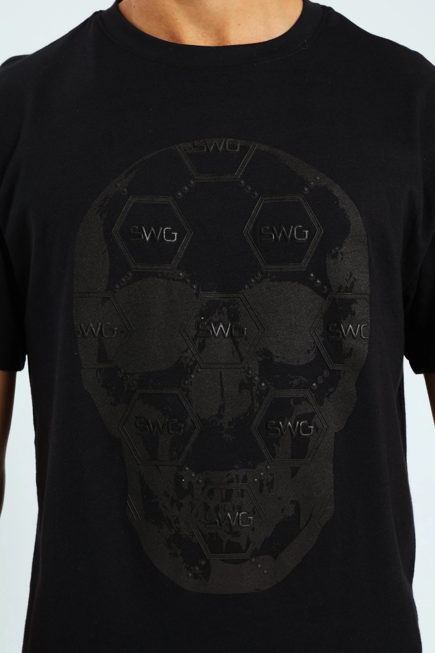 Retro Style Gym clothing HD Skull Print Tee - Black