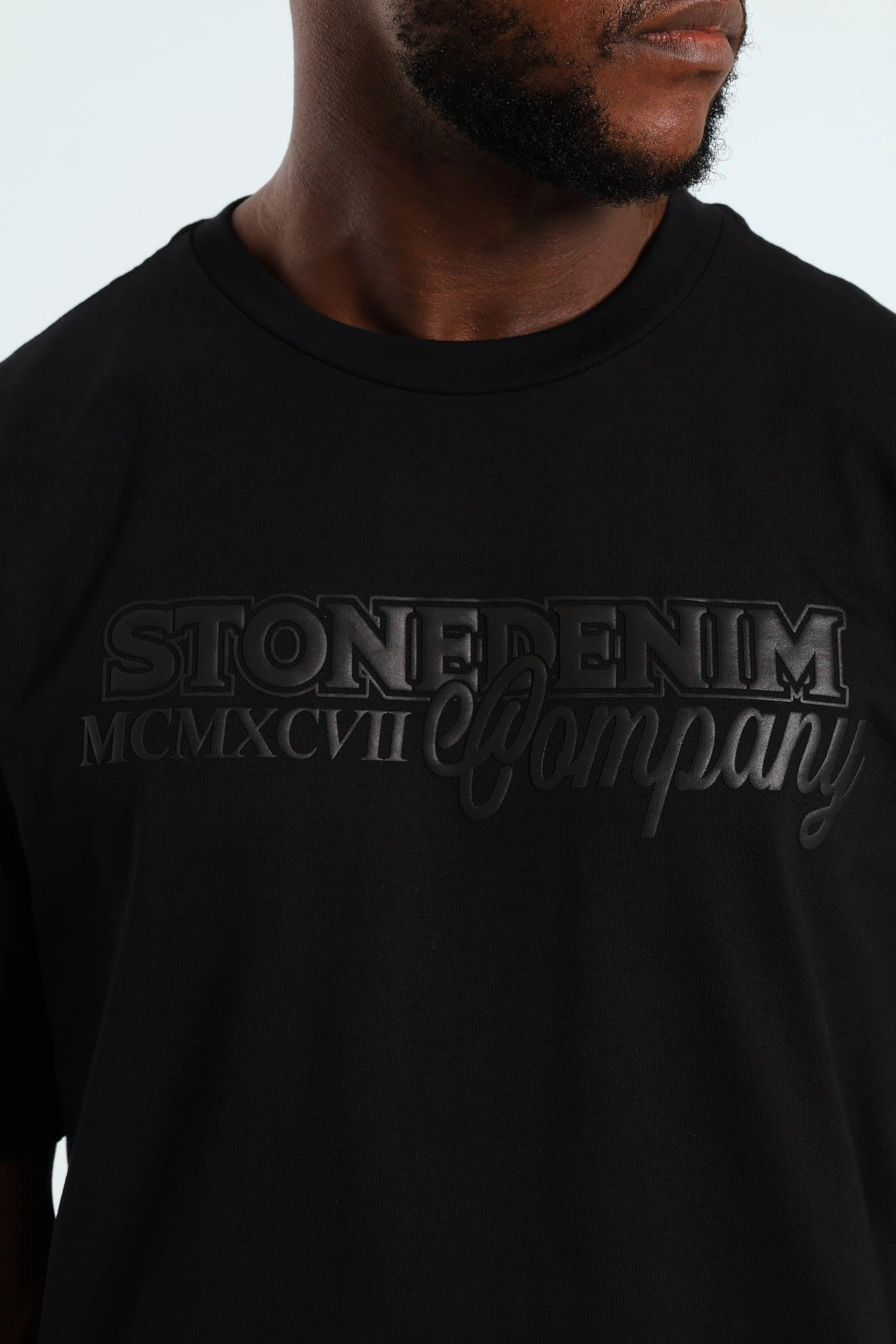 Heavyweight Stone Denim Co. Chest Print Tee - Black Simple Yet Elegant Subtle Details