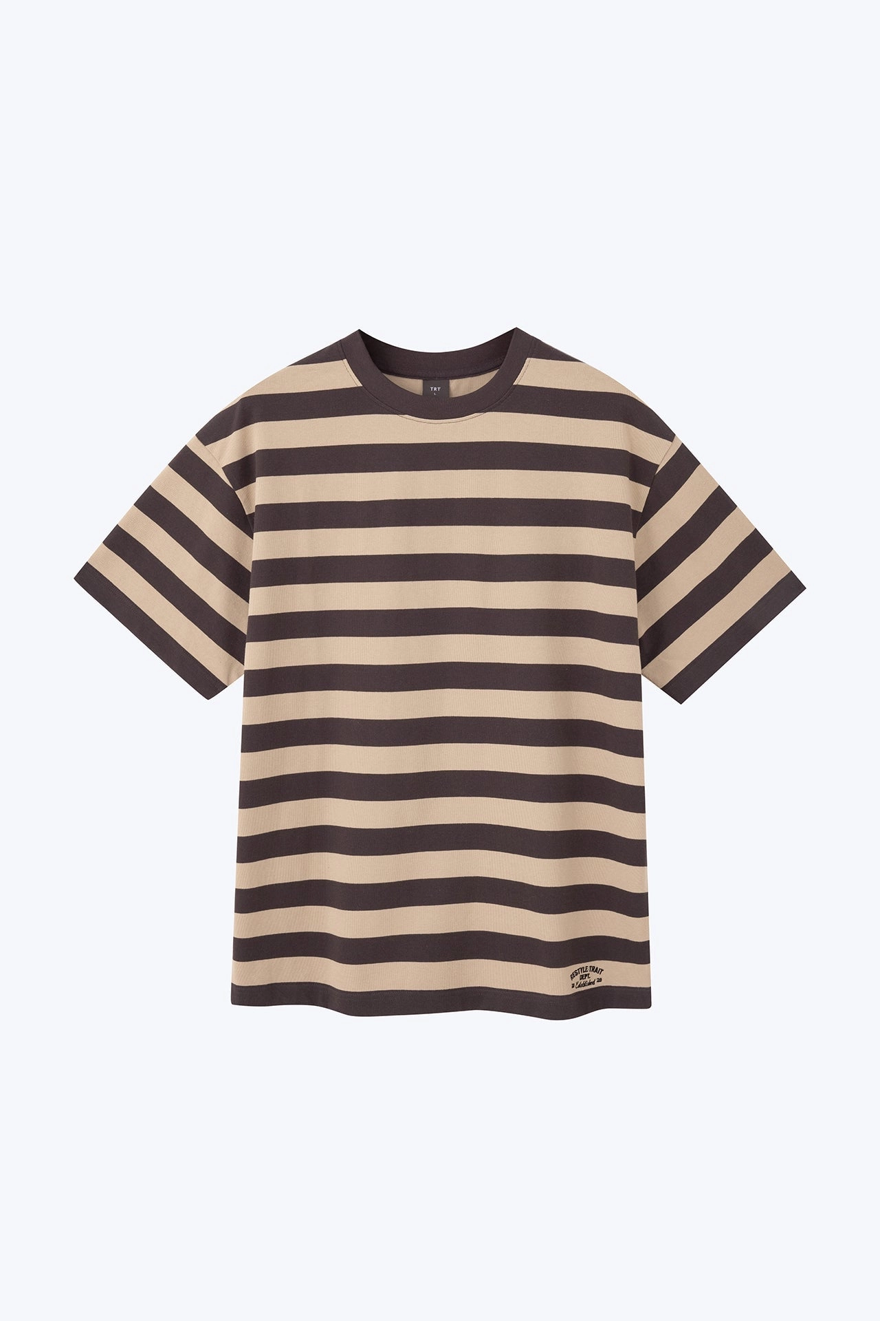 Luxurious Feel Eco friendly materials (C) Broad Stripes Tee - Taupe