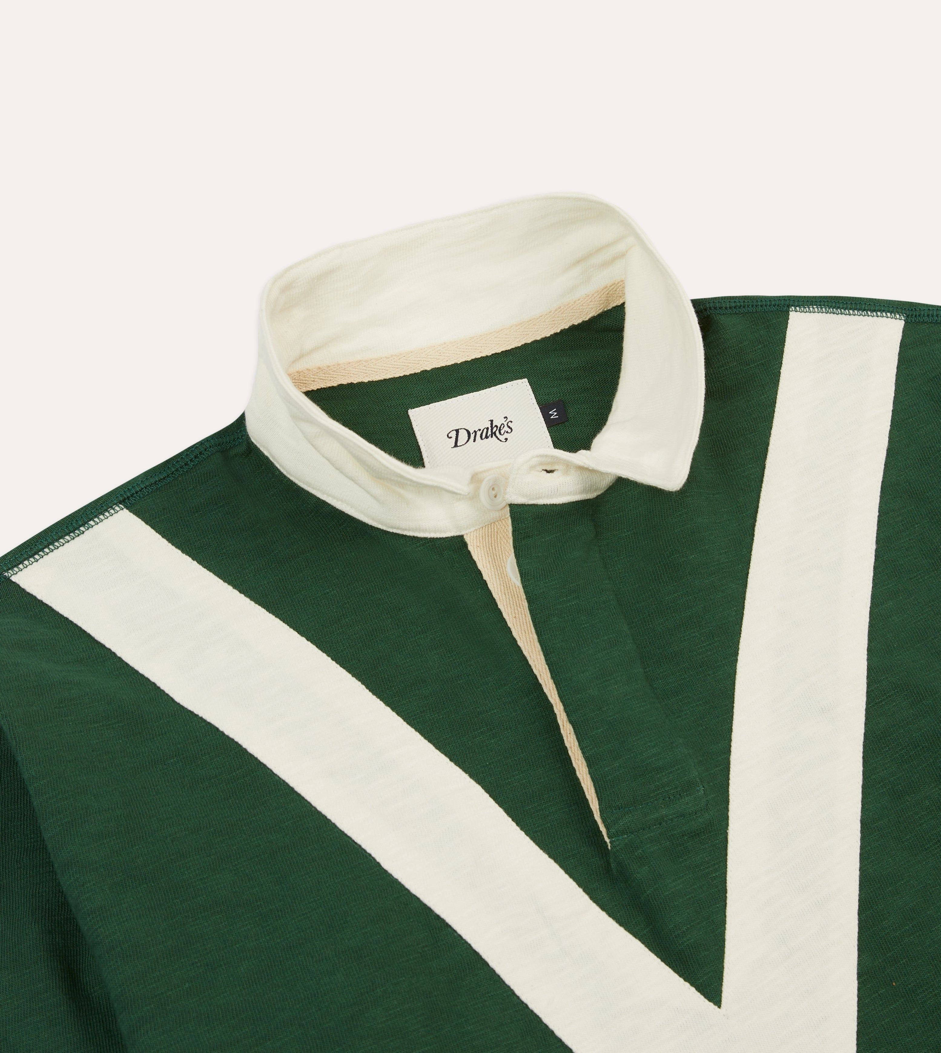Green and Ecru Chevron Flam?? Cotton Rugby Shirt Seamless Shoulder Construction
