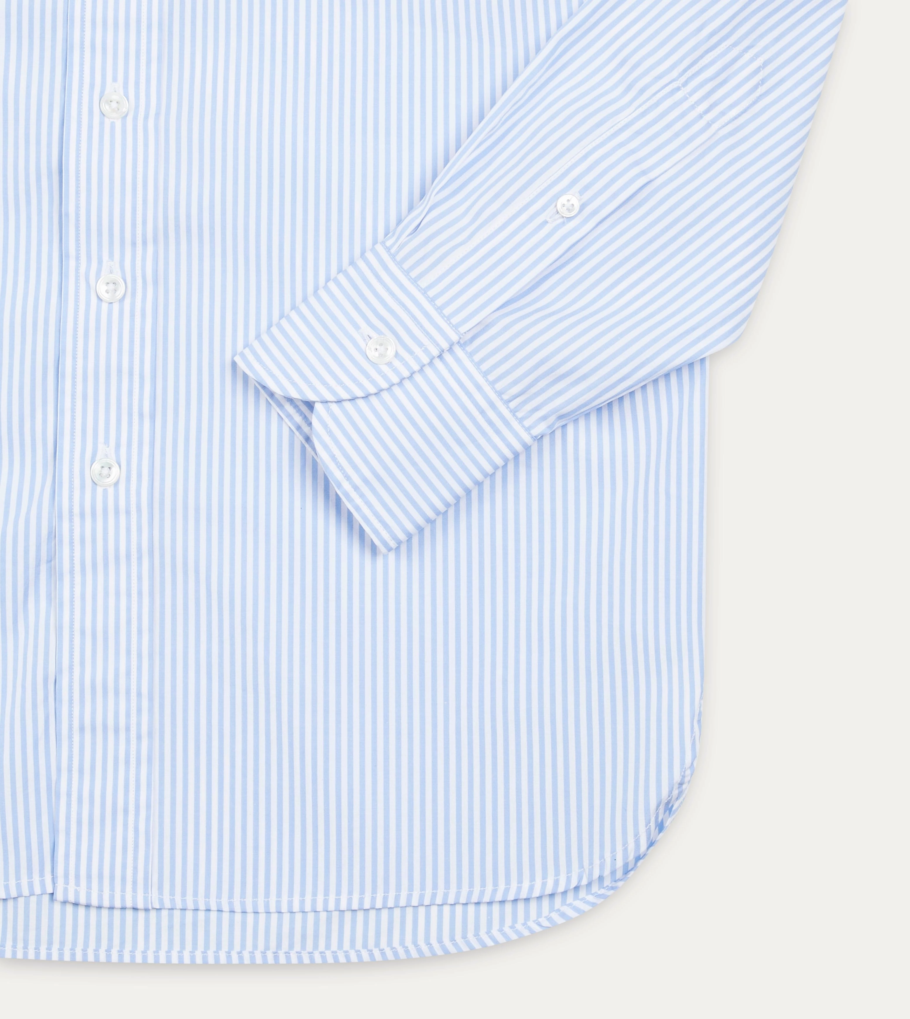 Light Blue Bengal Stripe Cotton Poplin Button-Down Shirt Outdoor Adventure