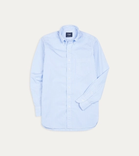 Mesh Insert Flex Fit Collar Light Blue Bengal Stripe Cotton Poplin Button-Down Shirt