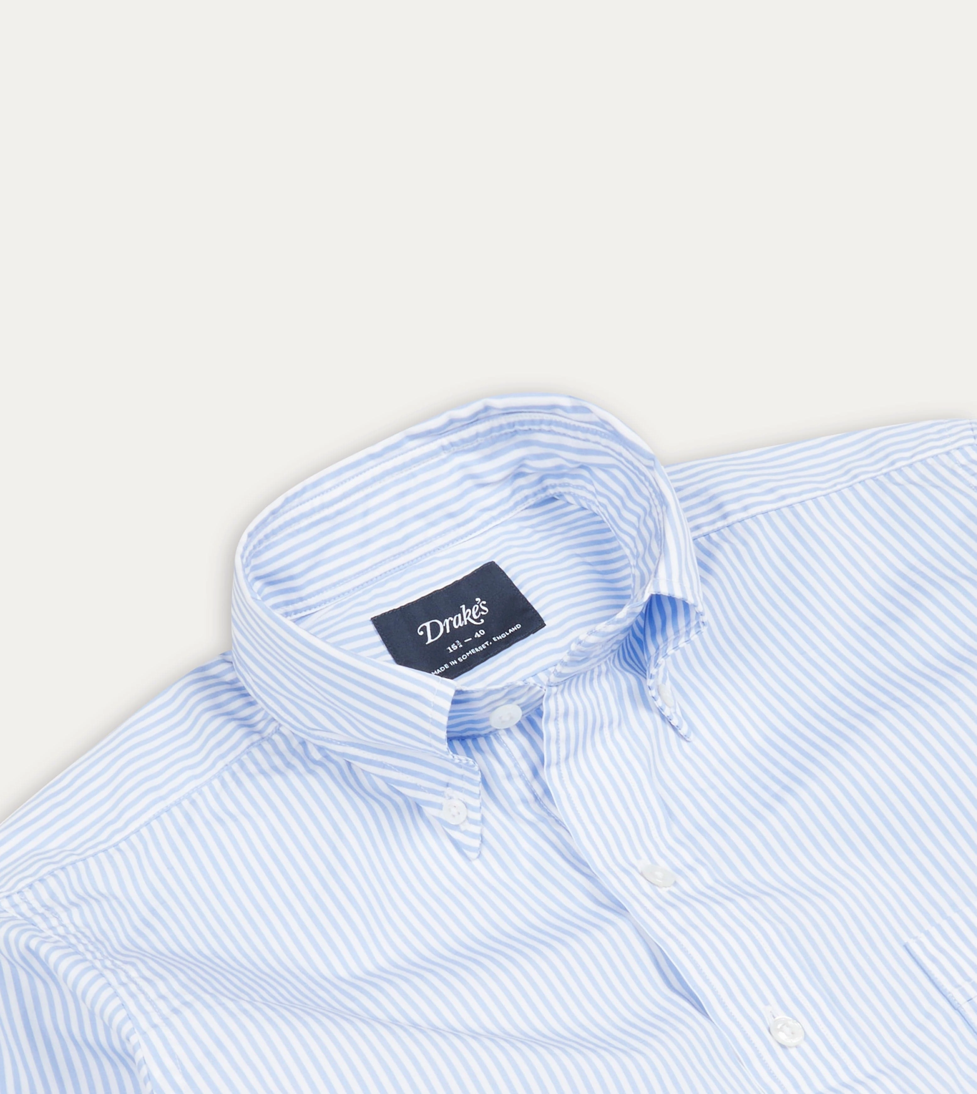 Light Blue Bengal Stripe Cotton Poplin Button-Down Shirt Fade Resistant Formula