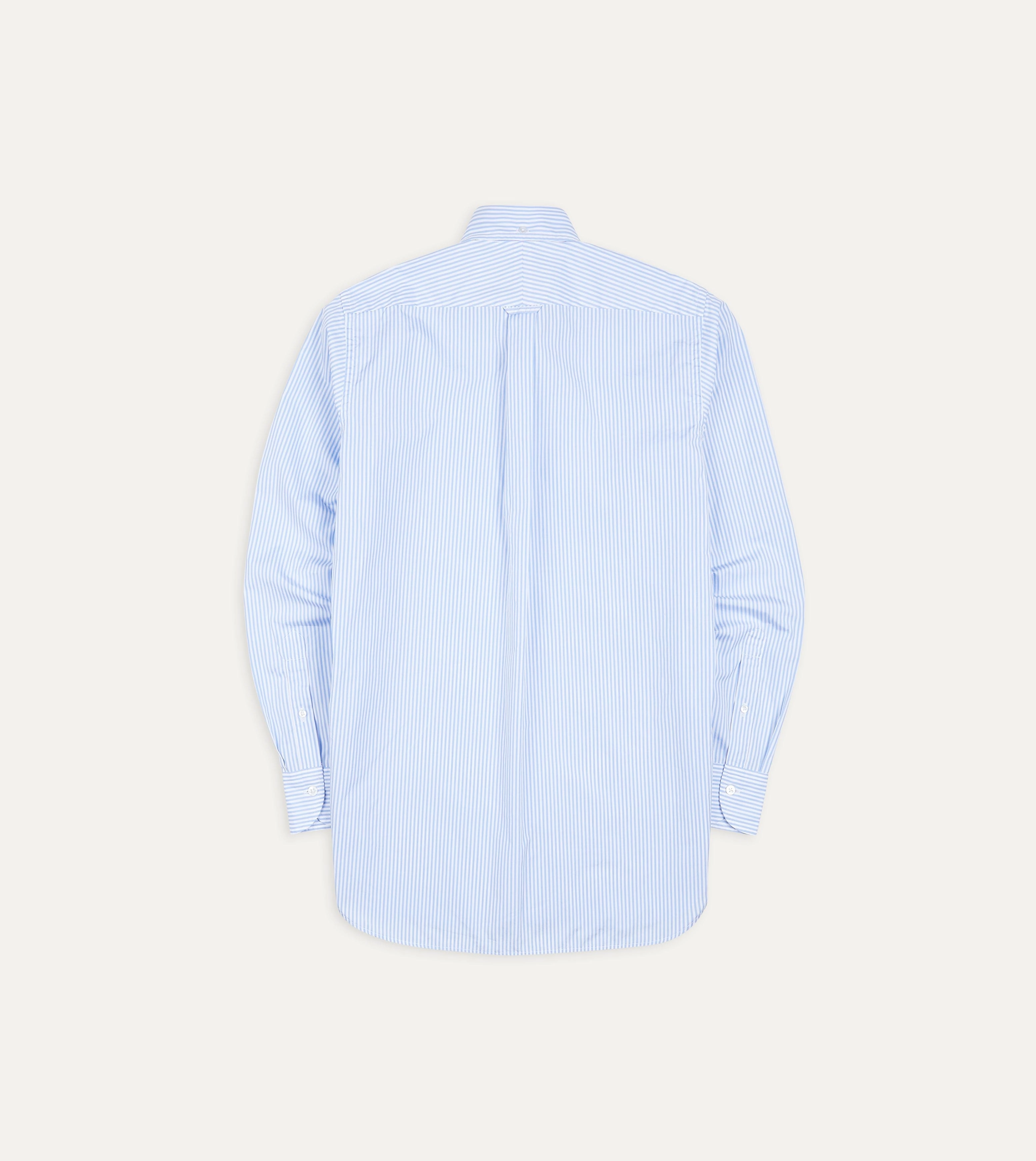 Sustainable Manufacturing Process Light Blue Bengal Stripe Cotton Poplin Button-Down Shirt