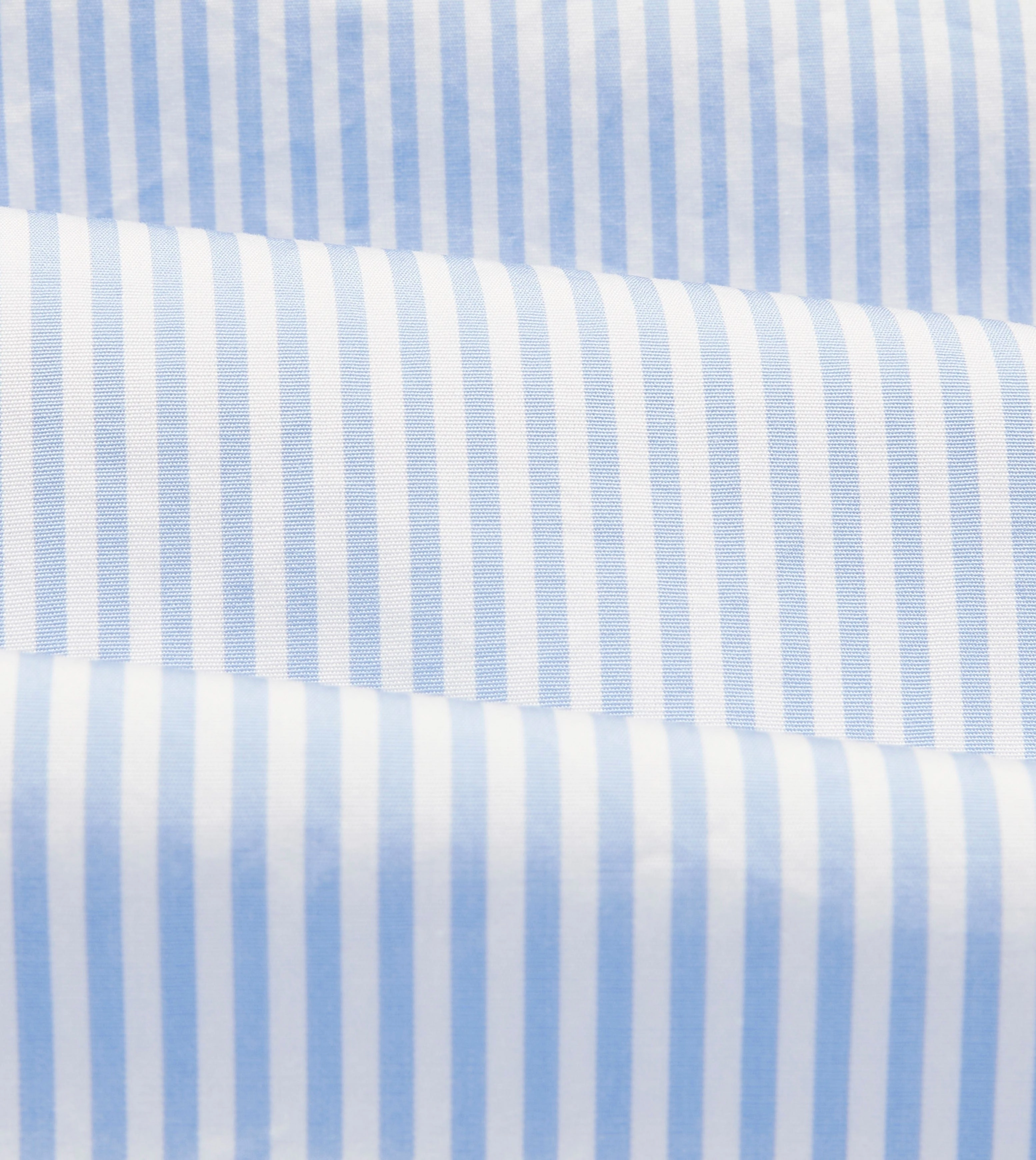 Custom Fit UV Protective Fabric Light Blue Bengal Stripe Cotton Poplin Button-Down Shirt