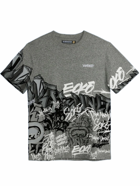 Non Irritating Seams Heritage Graffiti Tee - Grey