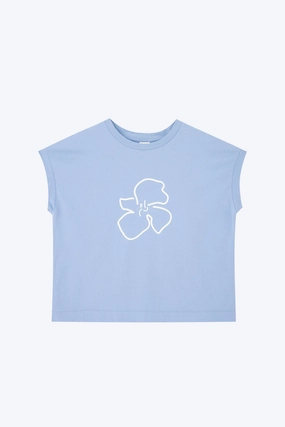 Hibiscus Breeze Cap Sleeve Tee - Cornflower [AT] Eco Friendly Dyes Trendy All-Day
