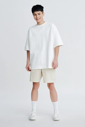 Reflective Safety Accents (C) Oversized Fit Heavyweight Tee - Cream