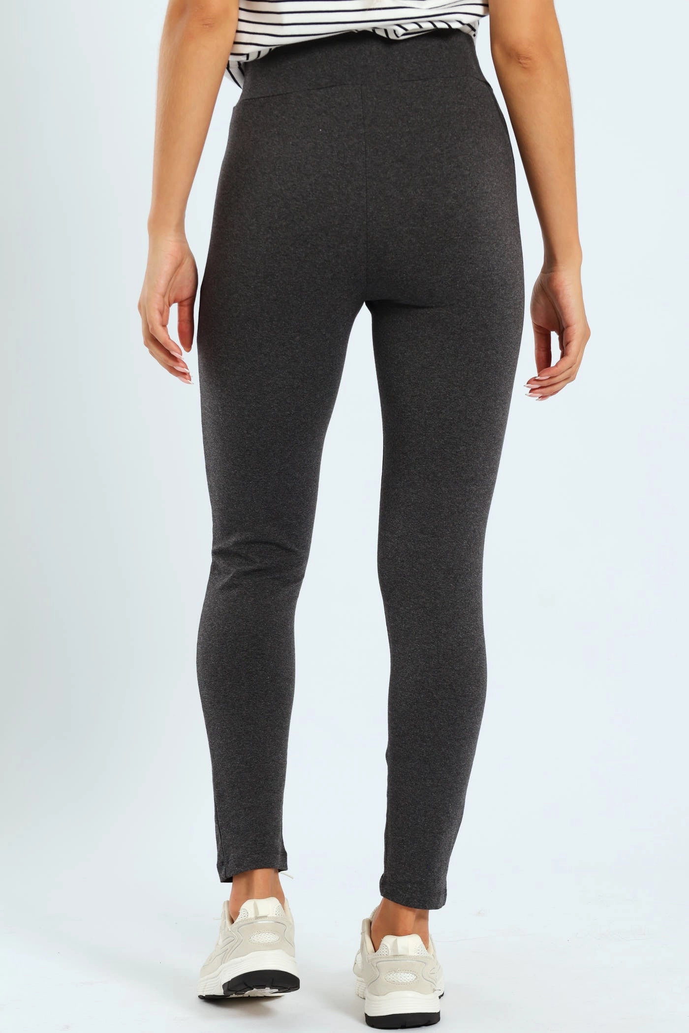 Basic Legging With Wide Waistband - Charcoal Melange Quick Drying