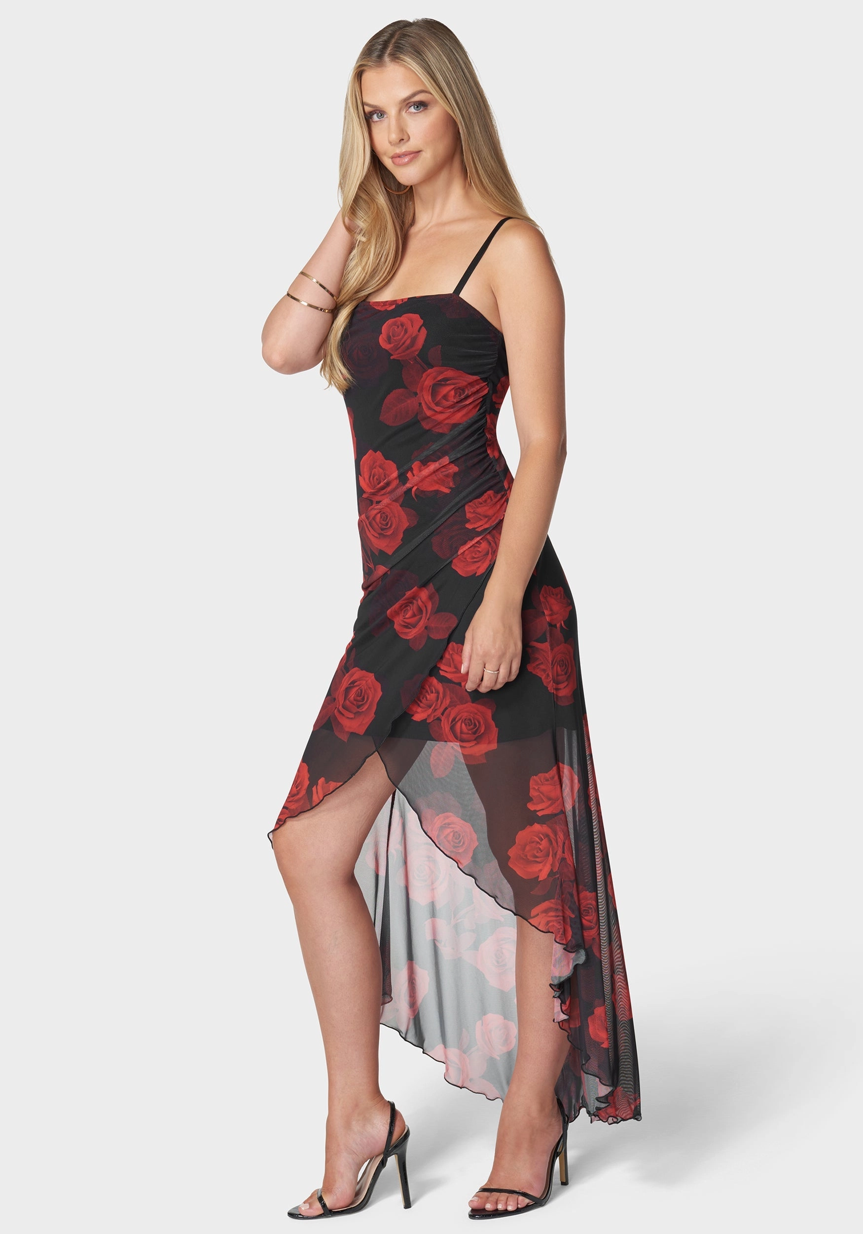 Simple Texture Radiant Mood High Low Mesh Dress