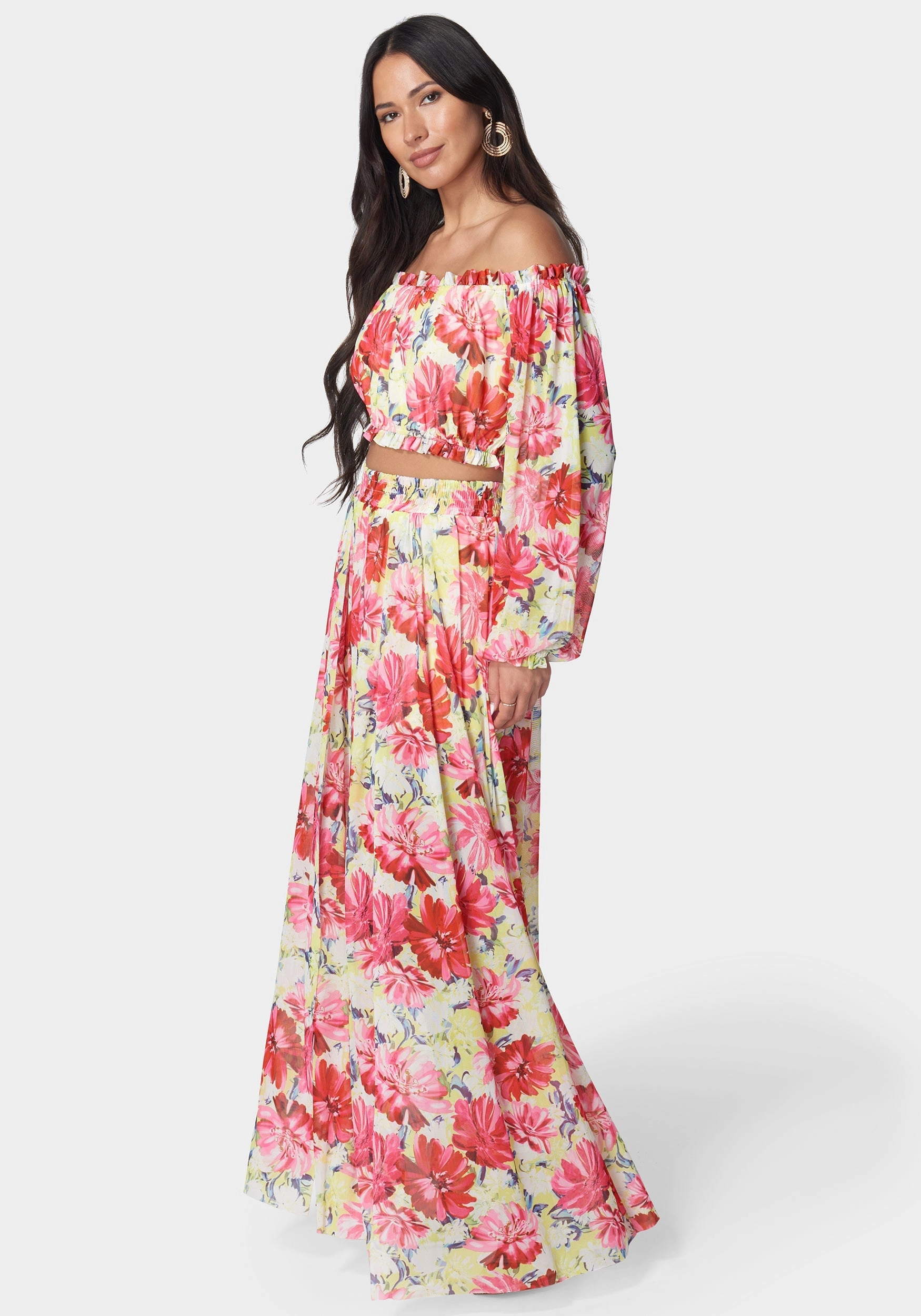 High Slit Two Piece Mesh Dress Work Flex