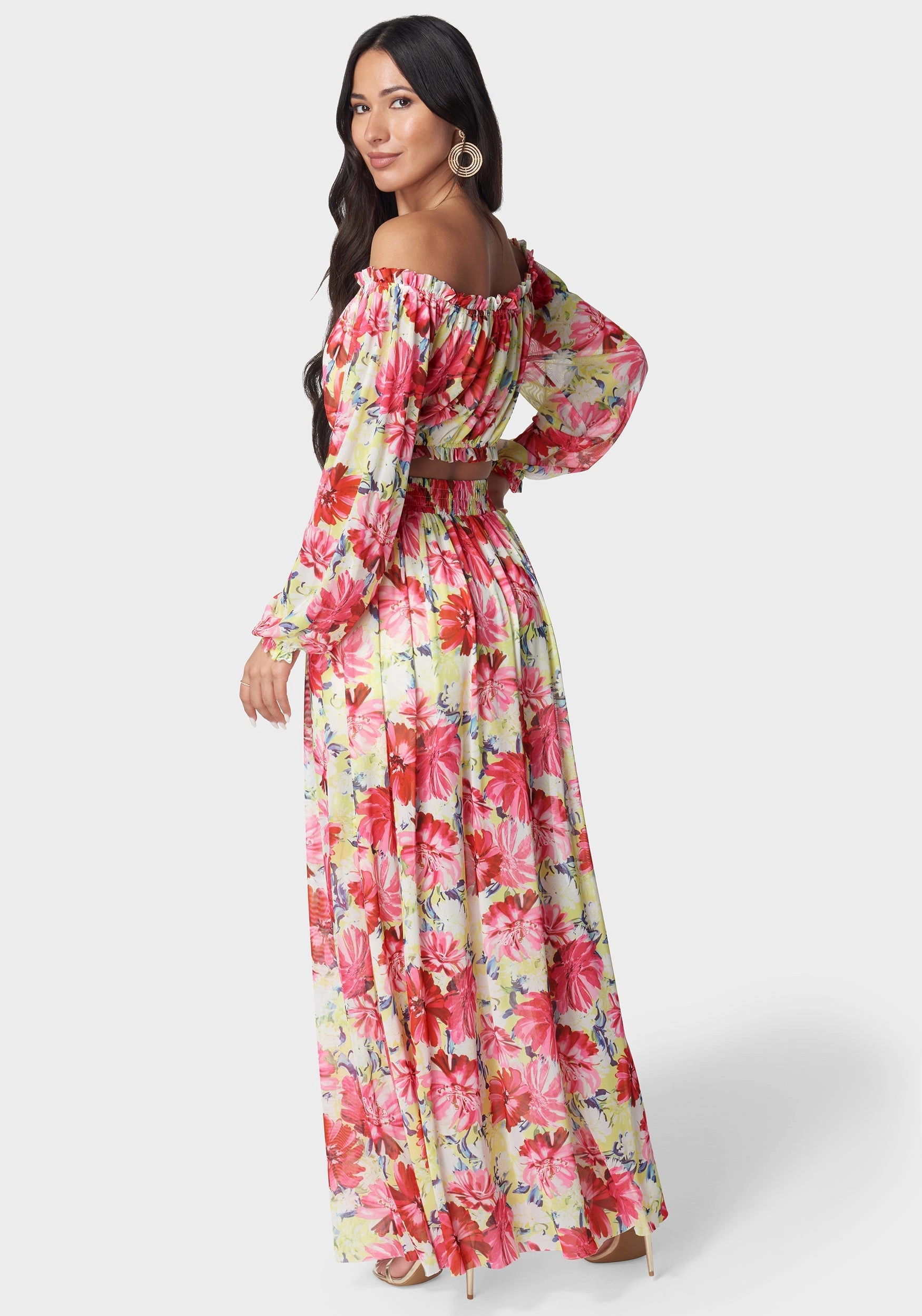 High Slit Two Piece Mesh Dress Calm Silhouette