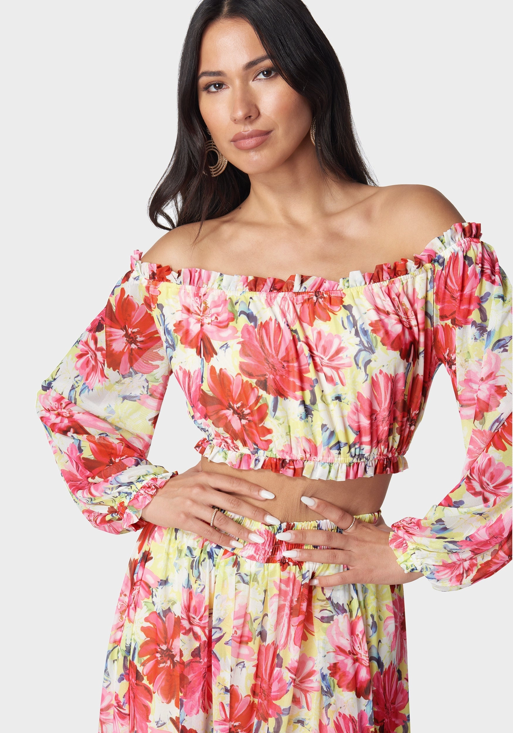 Fitted Design High Slit Two Piece Mesh Dress