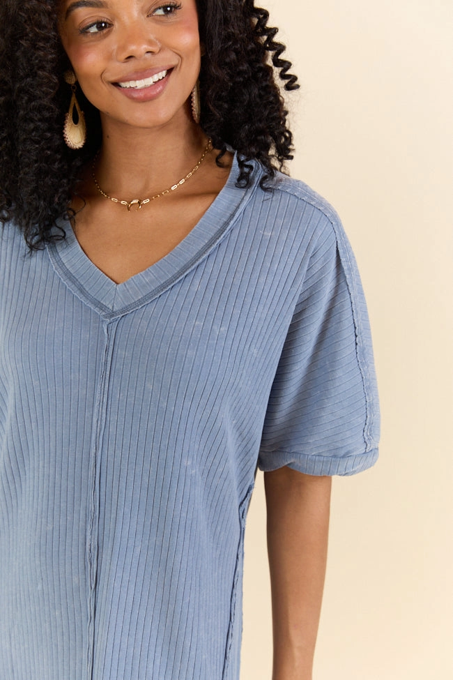 High Temperatures Blue Acid Wash Knit Dress FINAL SALE Sophisticated Layers Casual maxi dress